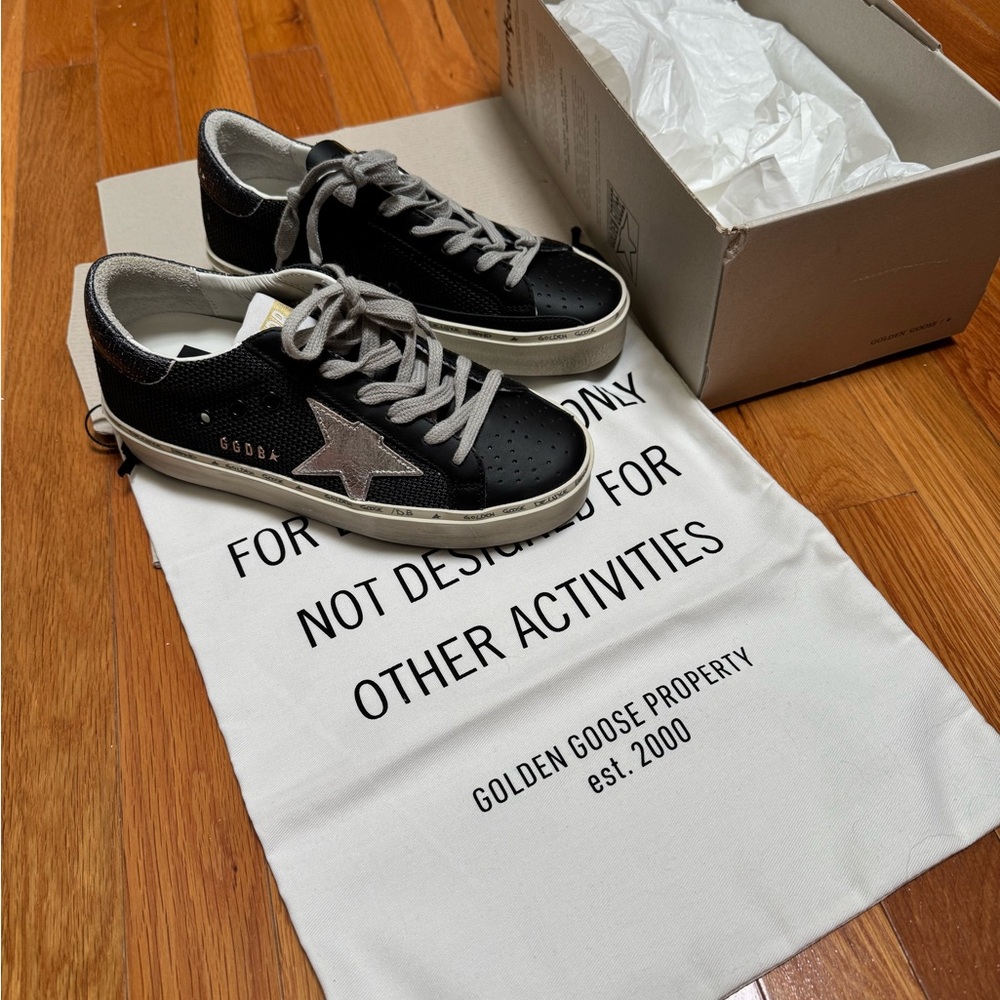 Golden Goose Black and White Hi Star Sneakers